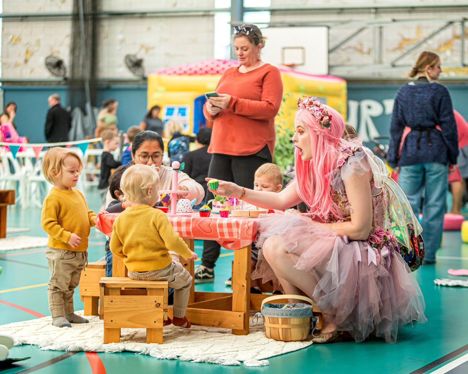 kids tea party with adult fairy