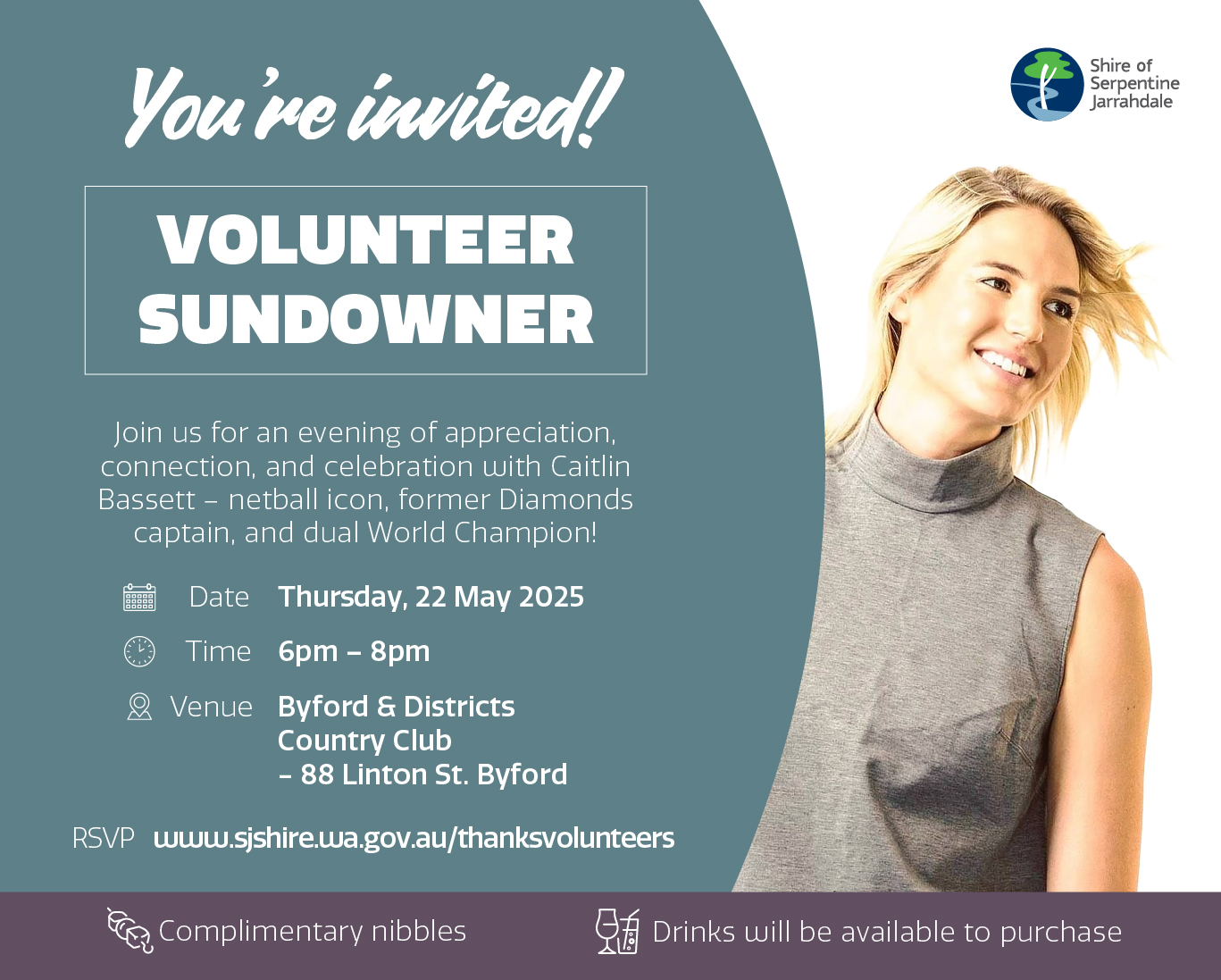 Invite to national volunteer week sundowner event