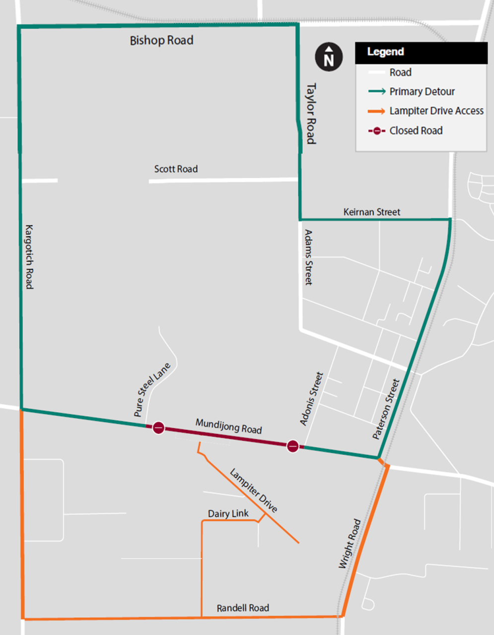 Mundijong Road Map road closure