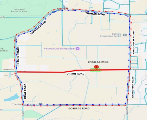 Detour map of Orton Road closure