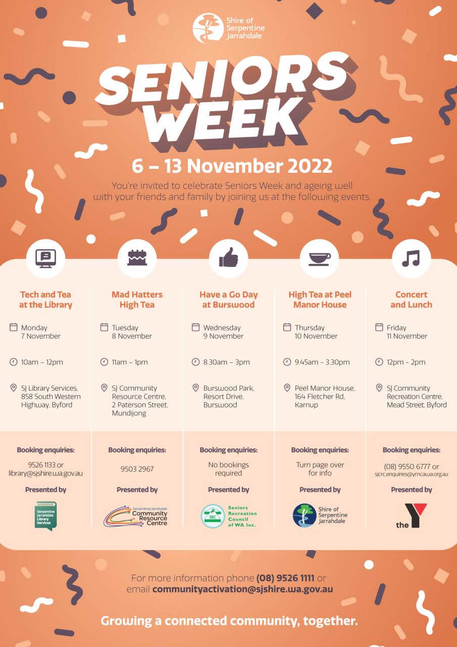 seniors week event schedule