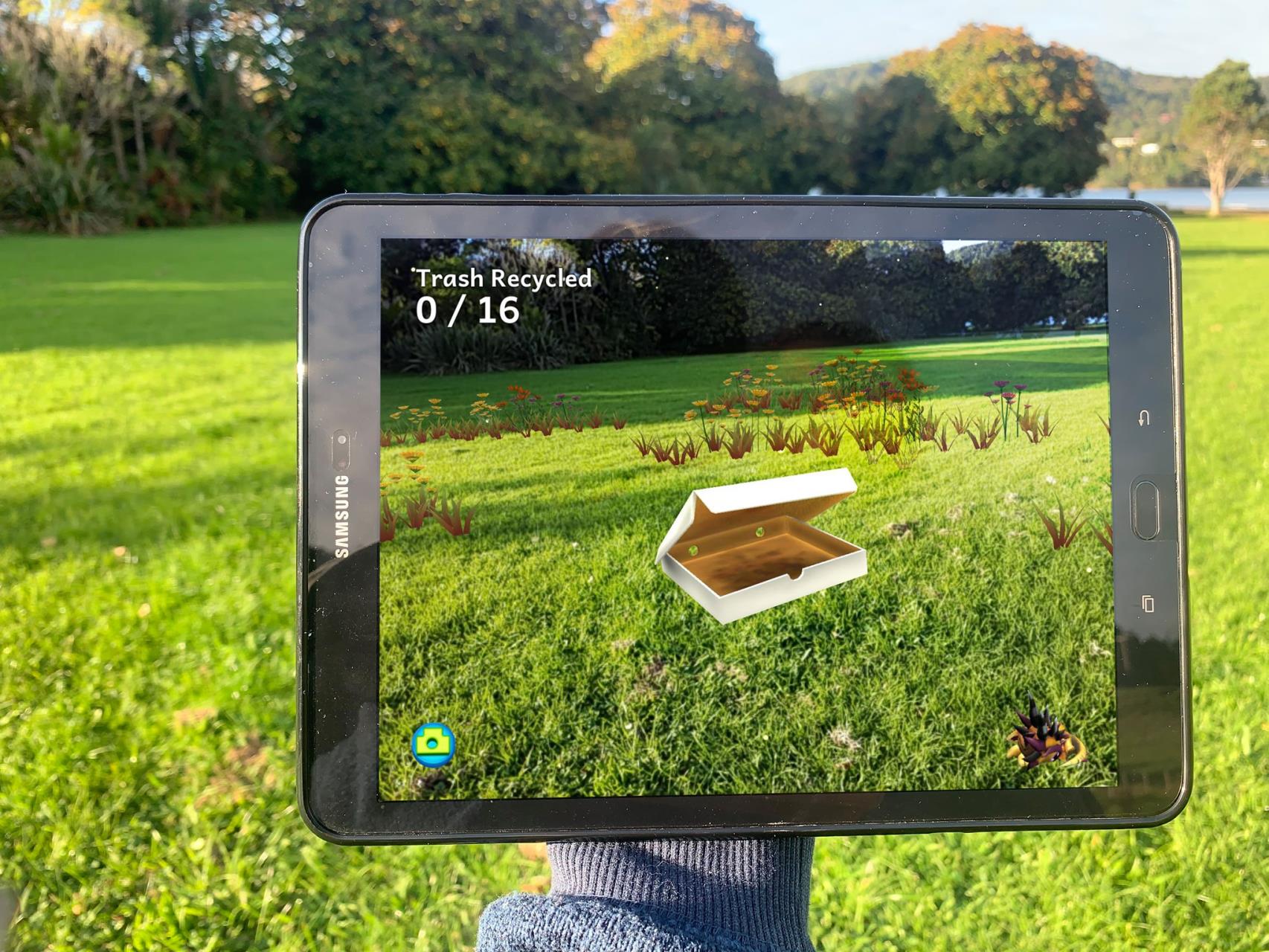 Samsung tablet showing magical park app